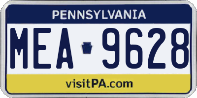 PA license plate MEA9628