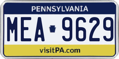 PA license plate MEA9629
