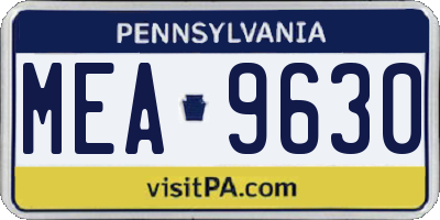 PA license plate MEA9630