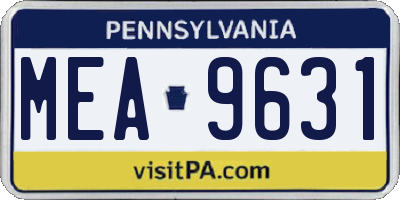PA license plate MEA9631