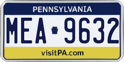 PA license plate MEA9632