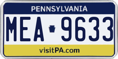 PA license plate MEA9633