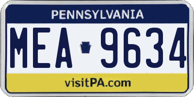 PA license plate MEA9634