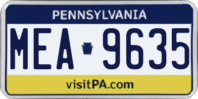 PA license plate MEA9635