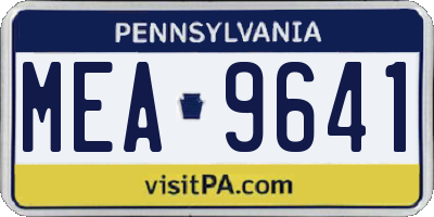 PA license plate MEA9641