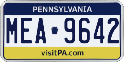 PA license plate MEA9642