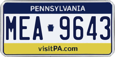 PA license plate MEA9643