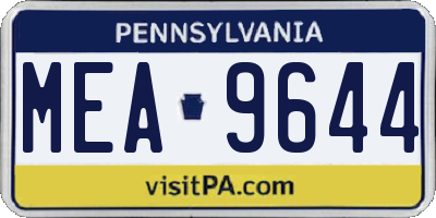 PA license plate MEA9644