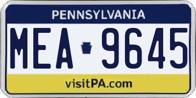 PA license plate MEA9645