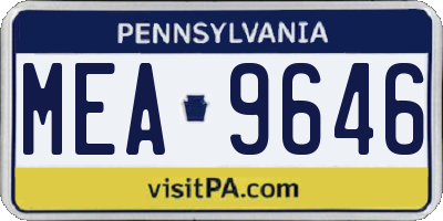 PA license plate MEA9646