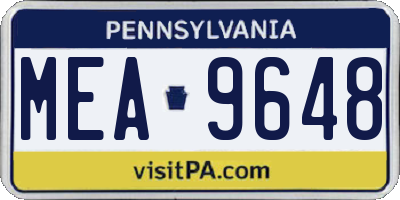 PA license plate MEA9648