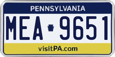 PA license plate MEA9651