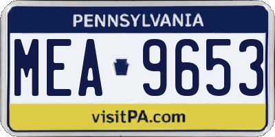 PA license plate MEA9653