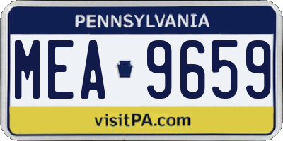 PA license plate MEA9659