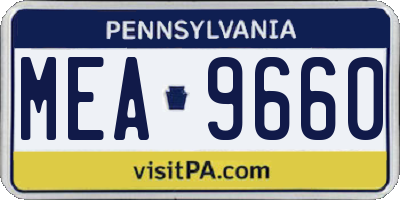 PA license plate MEA9660