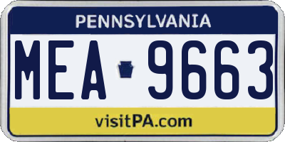 PA license plate MEA9663