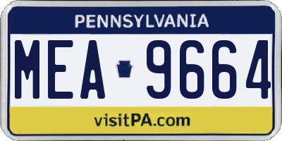 PA license plate MEA9664