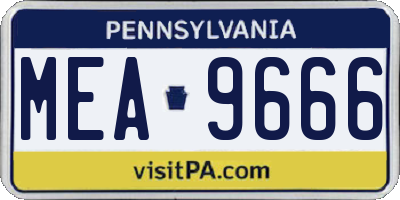 PA license plate MEA9666
