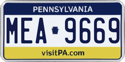 PA license plate MEA9669