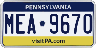 PA license plate MEA9670