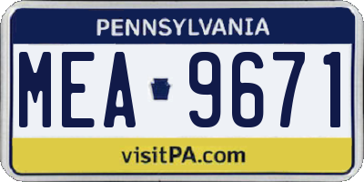 PA license plate MEA9671