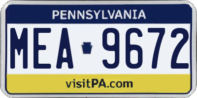 PA license plate MEA9672