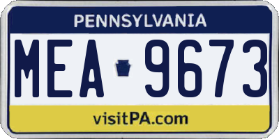 PA license plate MEA9673
