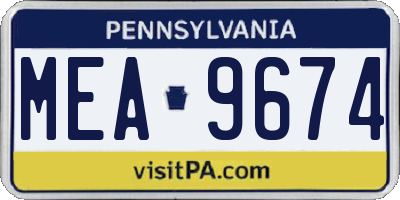 PA license plate MEA9674