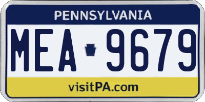 PA license plate MEA9679