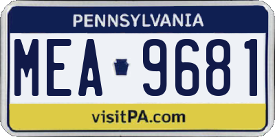 PA license plate MEA9681