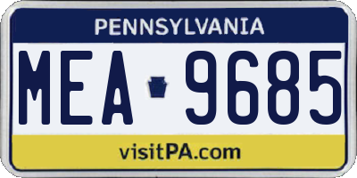 PA license plate MEA9685