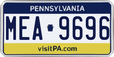 PA license plate MEA9696