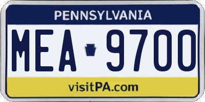 PA license plate MEA9700