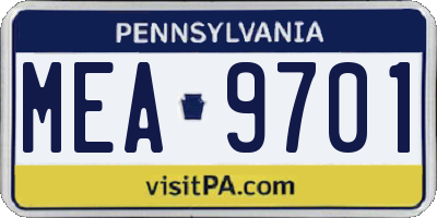 PA license plate MEA9701