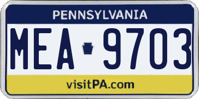 PA license plate MEA9703