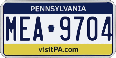 PA license plate MEA9704