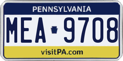 PA license plate MEA9708
