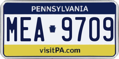 PA license plate MEA9709