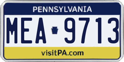 PA license plate MEA9713