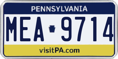 PA license plate MEA9714