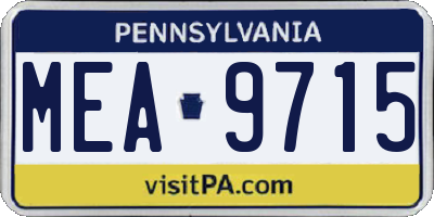 PA license plate MEA9715