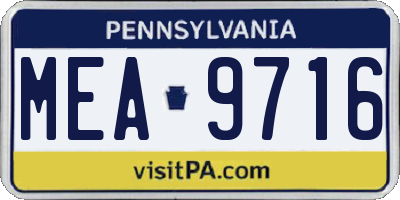 PA license plate MEA9716