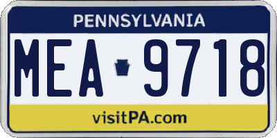 PA license plate MEA9718