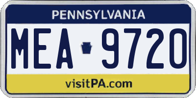 PA license plate MEA9720