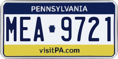 PA license plate MEA9721