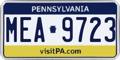 PA license plate MEA9723