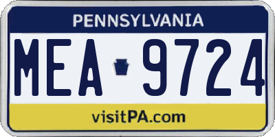 PA license plate MEA9724