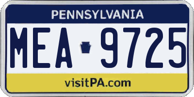 PA license plate MEA9725