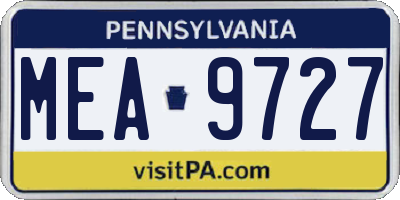 PA license plate MEA9727