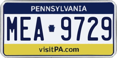 PA license plate MEA9729